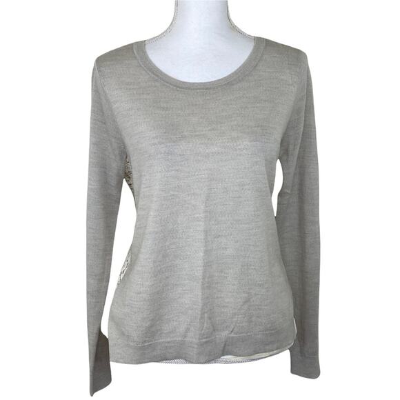 Club Monaco Women's Lace Back Wool Sweater Gray Size M Long Sleeve Casual - Picture 1 of 7